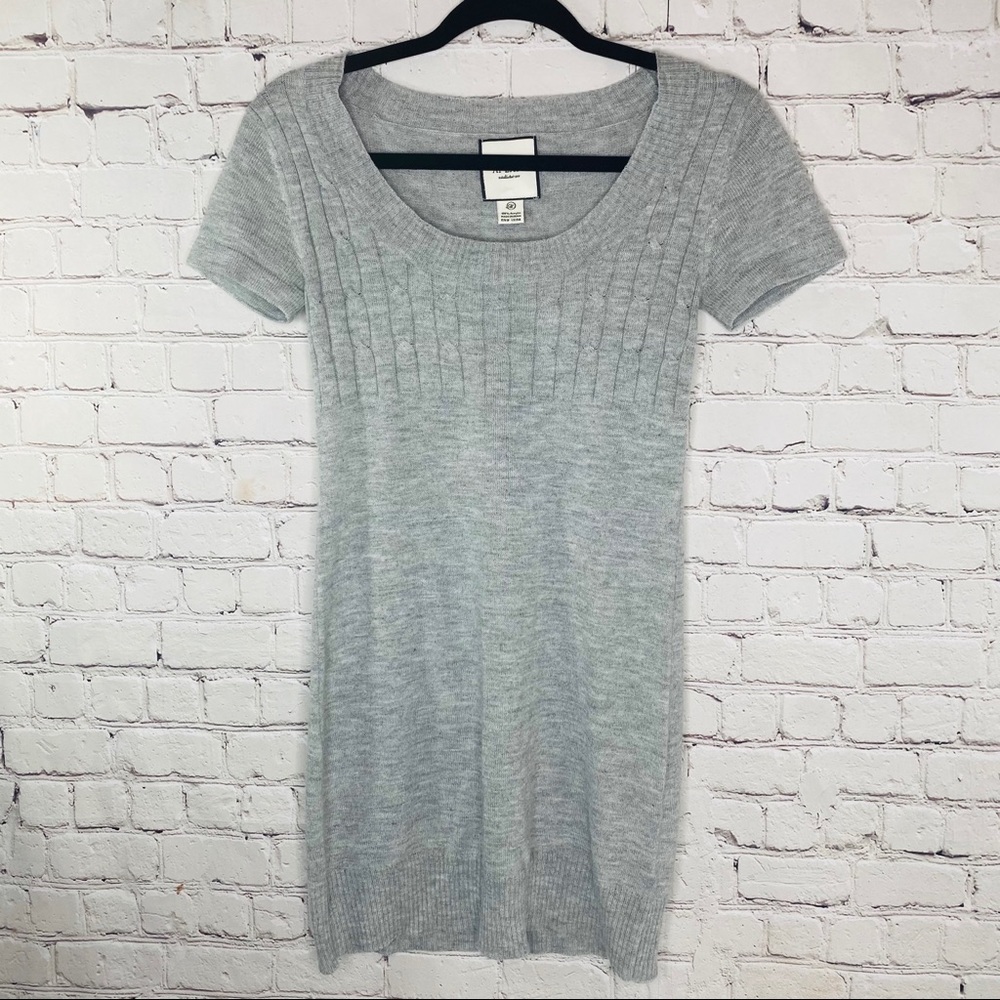 At Last Women’s Knitted Design Gray Long Top Med